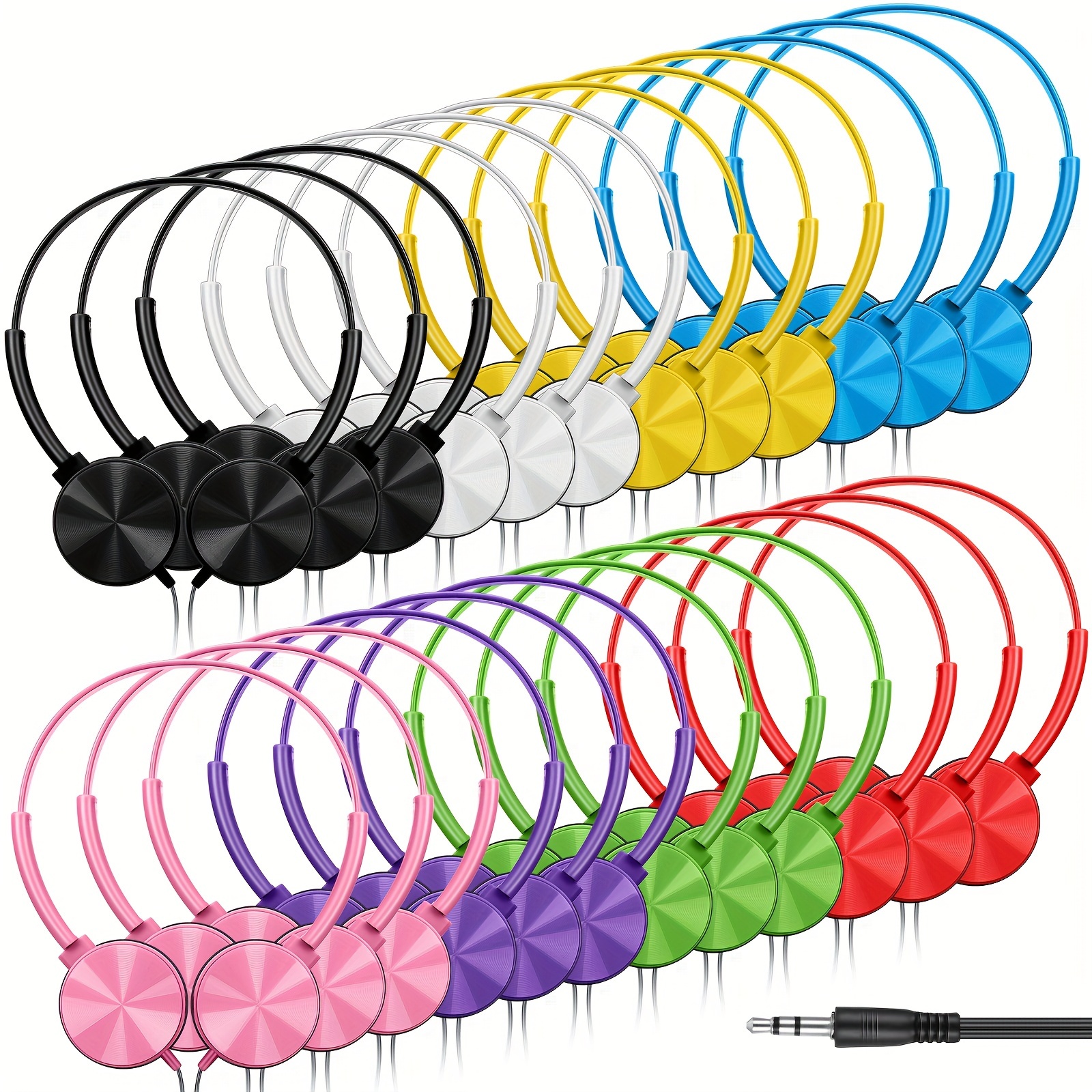 

24 Pack Bulk Headphones For Kids School Classroom Headphones Earphones With 3.5 Mm Plug, 8 Colors Adjustable Over Head Earbuds Headphones For Students Adults Kids Library Travel, Individually Bagged