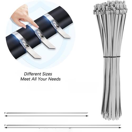 stainless steel cable tie gun set with 200 ties special tool for securing and cutting metal cable ties ideal for chain link fences dog fences outdoor fences and exhaust pipes