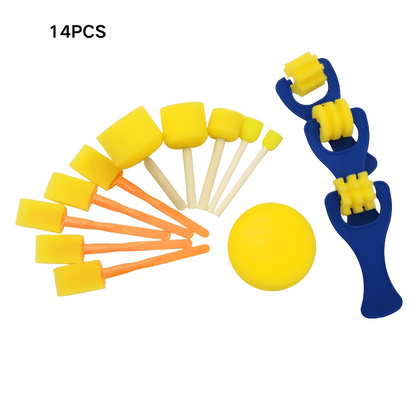 A Set Of Creative Sponge Brushes, Including 5 Mushroom Heads, 5 Trapezoids, 3 Rollers And 1 Large Sponge Ball, You Your Imagination And Is Suitable For Professional Art Purposes