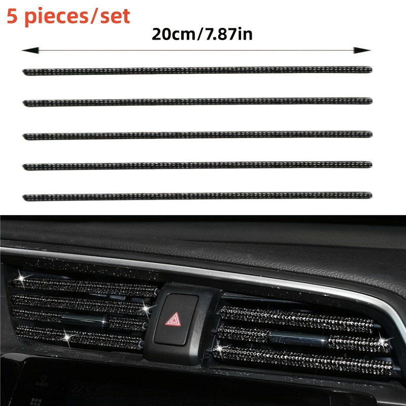 TEMU 5pcs/set, Car Air Vent Decorative Strips, Ac Vent Strips, Center Console Decor Set, Trimmable Sequin Clips, Interior Sparkling Ornament, Unisex