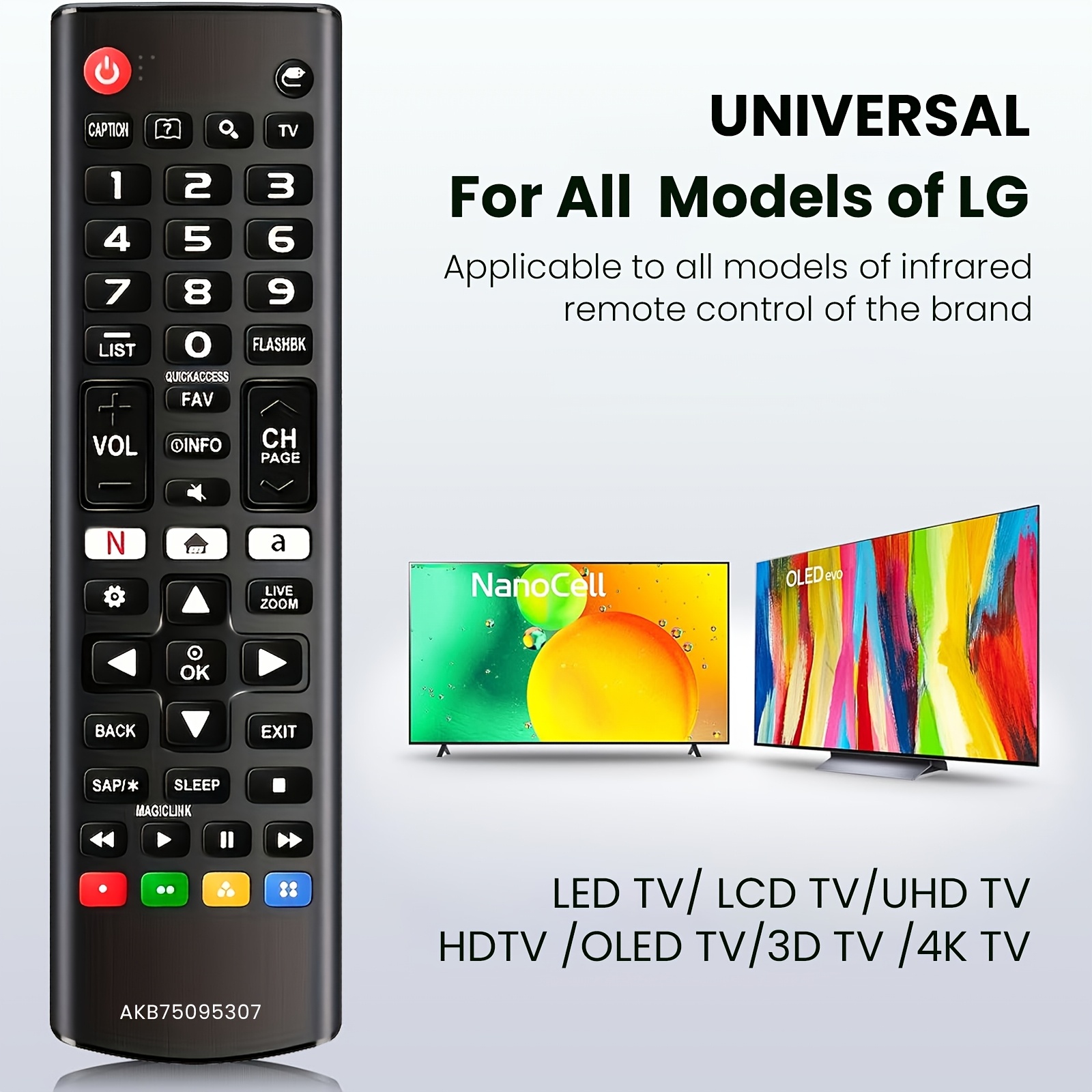 Remote For Smart Tv With Ir (infrared) Technology - For All Tv Models (, Akb74915305, Akb75675311) - Full-function Tv Remote Control With Volume/channel/source/menu Buttons, - (compatible