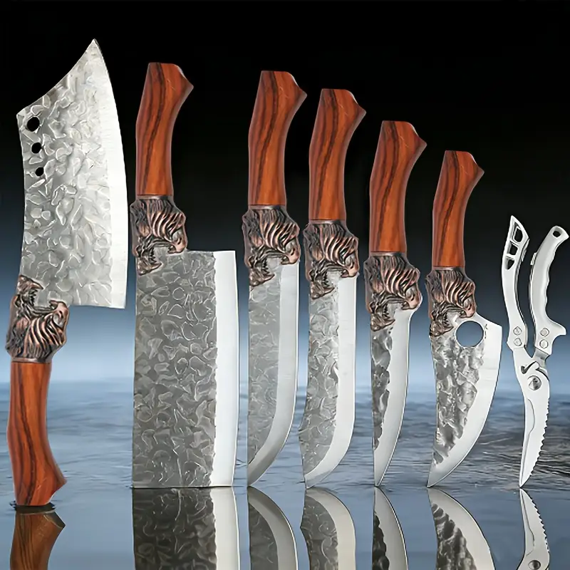 Set 7 Professional Kitchen Knives Made Stainless Steel