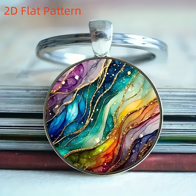 TEMU Abstract Oil Painting Pattern Keychain, Bag Accessories, Car Pendants, Home Decoration, Anniversary Gifts, Holiday Gifts, Gifts For On Halloween, Christmas, Thanksgiving - Fashionable Alloy