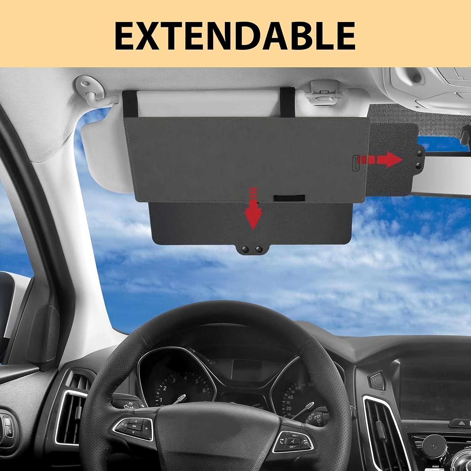 

1pc Car Sun Visor Extender, 12.2 Inches X 5.9 Inches Car Sunshade, , Waterproof And Car Accessories For Truck Suv, , Universal