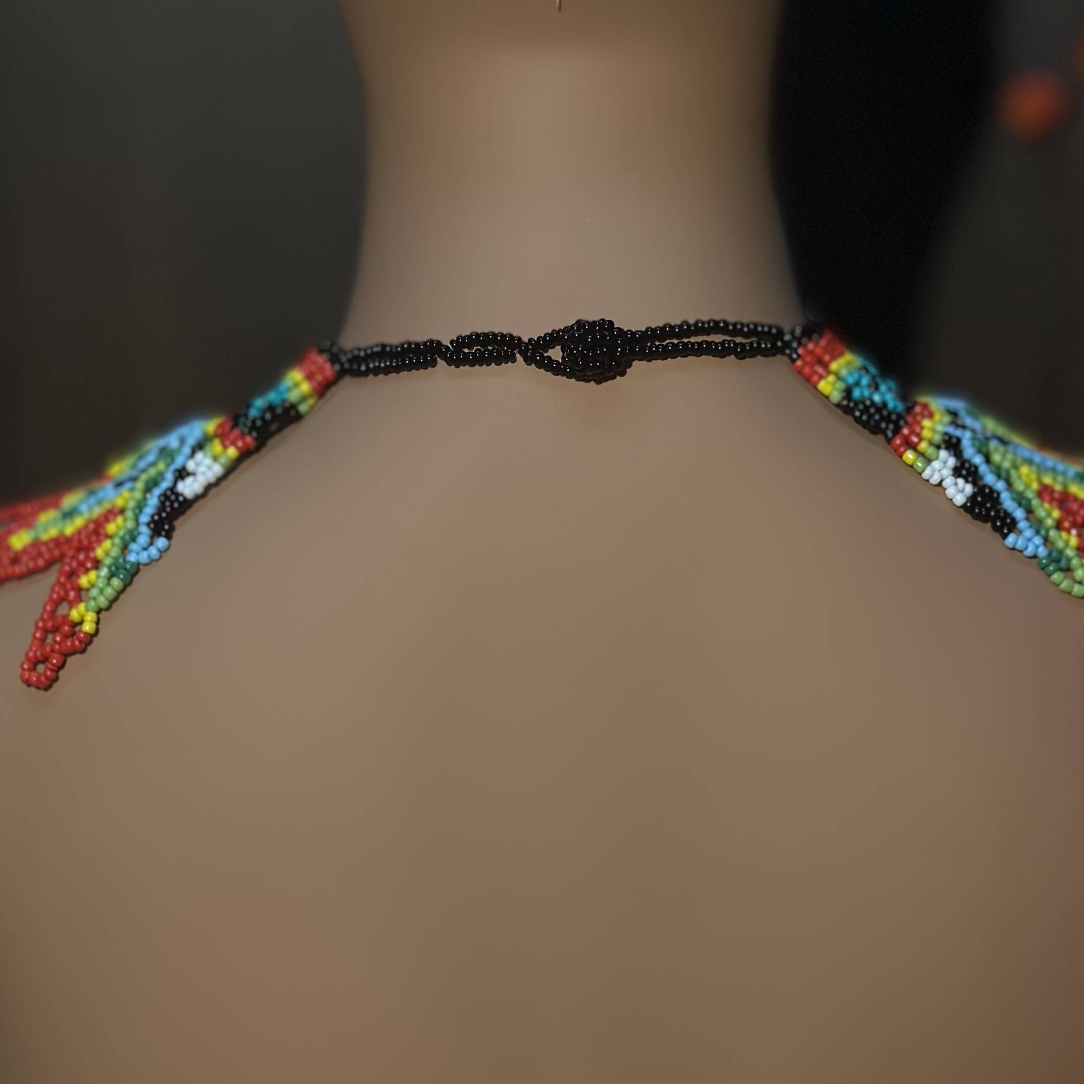 Bohemian Style Beaded Necklace Colorful Beaded Shawl Necklace