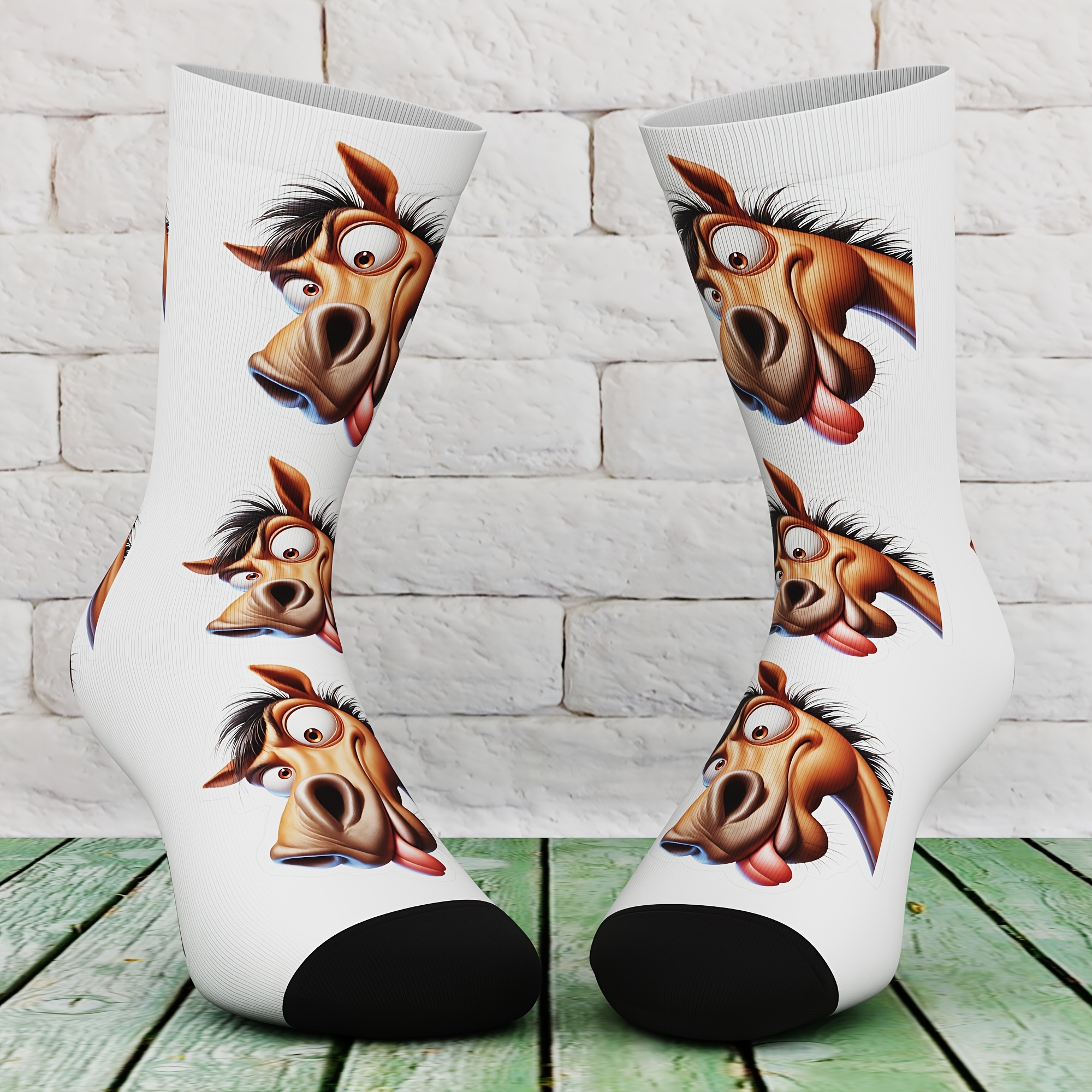 TEMU Une paire de chaussettes unisexes, avec des originaux et intéressants, adaptées aux loisirs de et au sport, , confortables et respirantes,