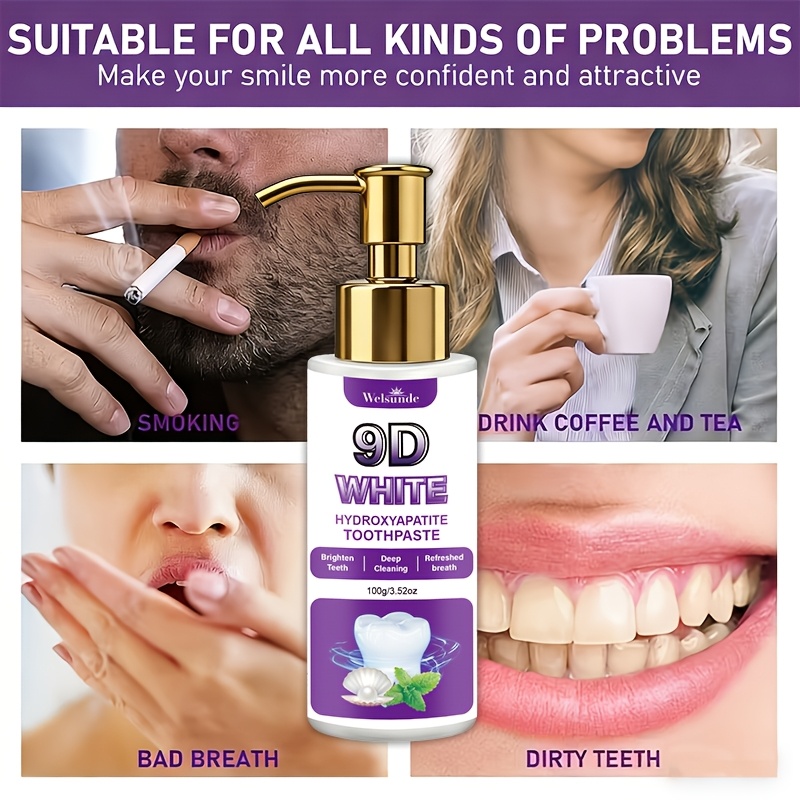 9D White Hydroxyapatite Pump Toothpaste with Probiotics