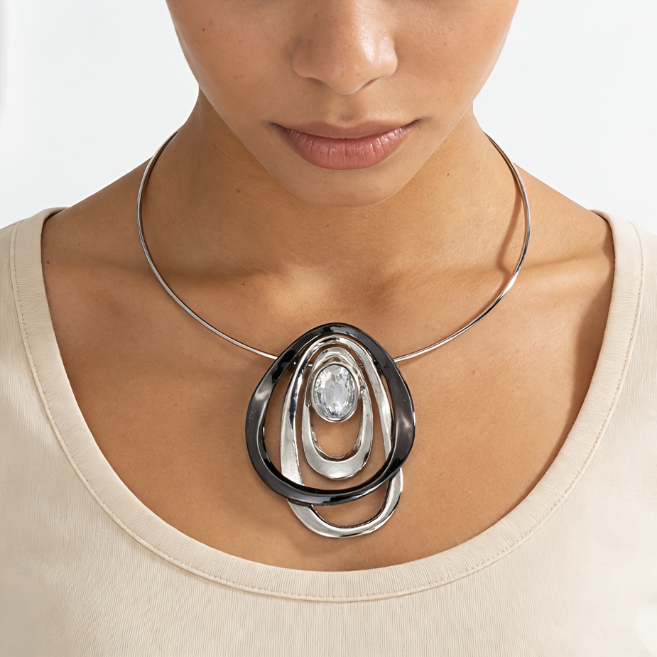 TEMU A New Women's Fashion Collar Featuring A Creative Geometric Irregular Pendant, Wear, Parties, Valentine's Day, Mother's Day, Thanksgiving,