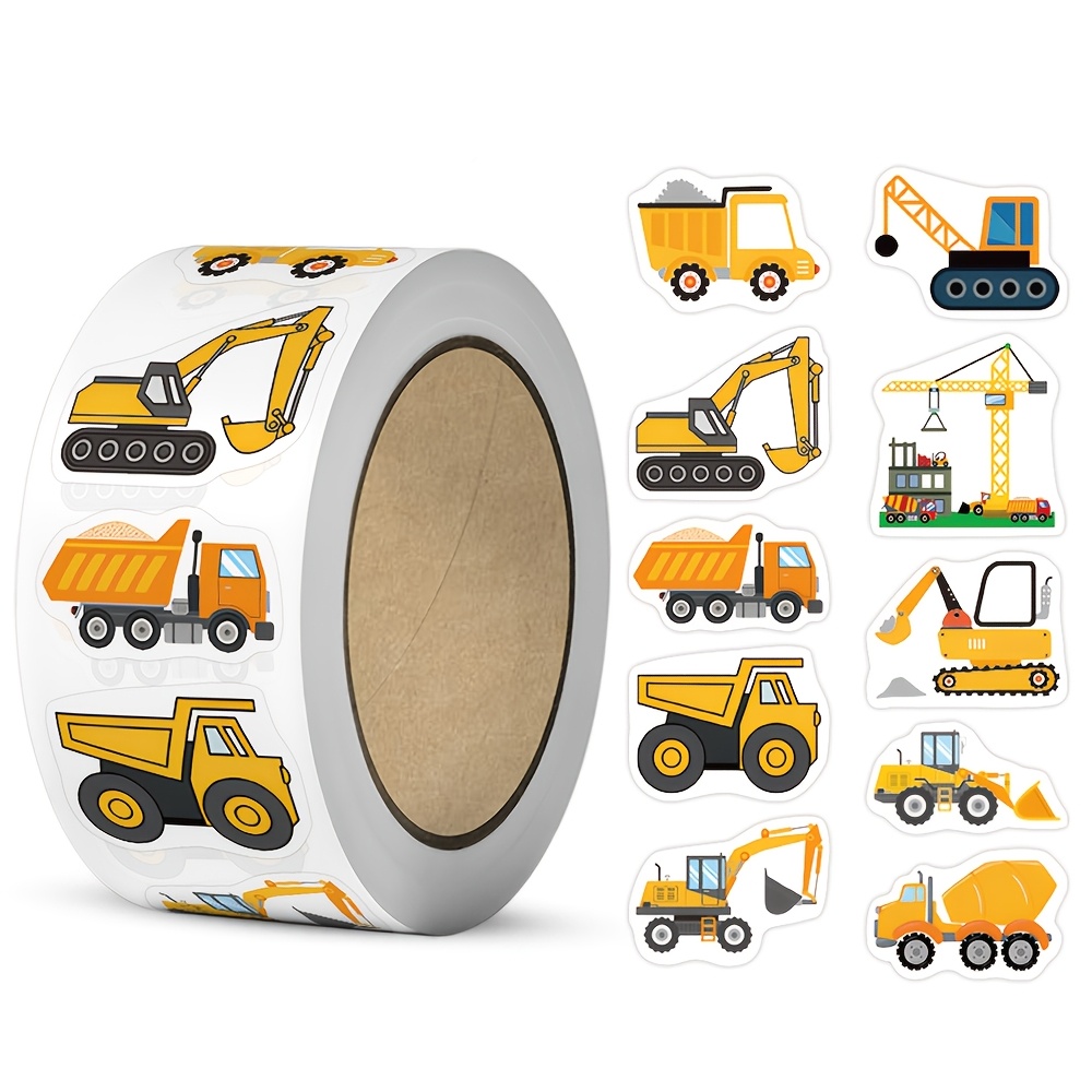 500pcs/roll Engineering Vehicle Pattern Stickers, Encouragement Stickers, Gift Decoration Seal Label Stationery Stickers