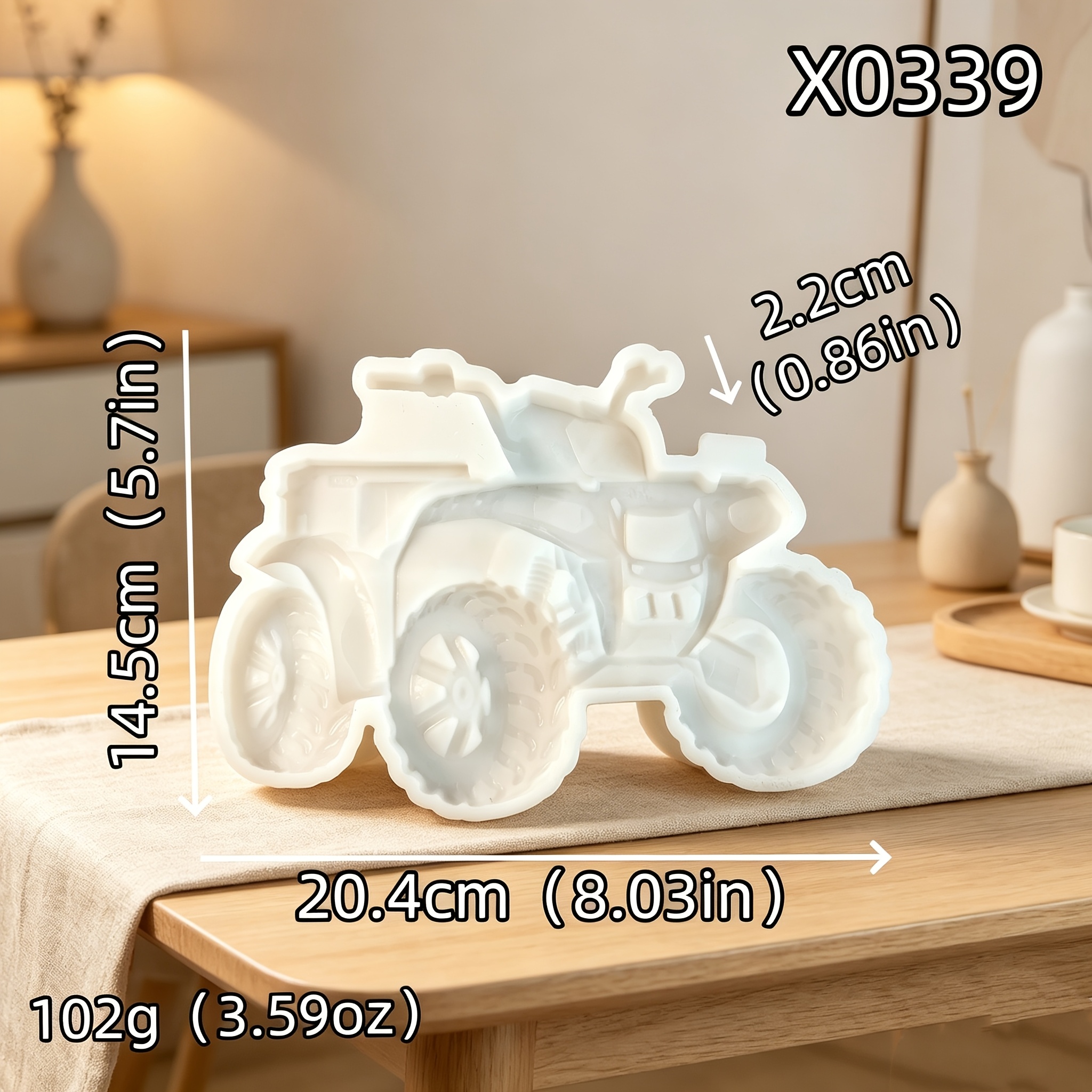 TEMU Moule en silicone pour moto tout-terrain à quatre roues, moule décoratif en résine et plâtre pour VTT tout-terrain, moule en silicone pour