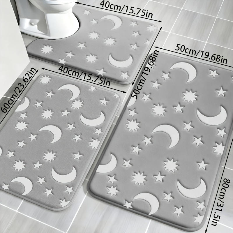 E-shop 3er-Set leuchtende rutschfeste Badematte, geeignet für Badewanne/Dusche, Memory-Schaum-Teppich mit Leuchteffekt, dicker weicher saugfähiger