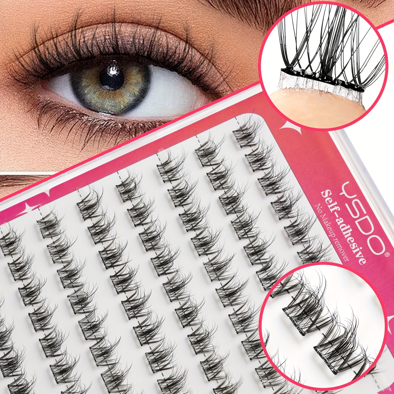 

Ysdo Self-adhesive False Eyelash Extensions 100 Clusters Diy C Natural Look 0.07mm Thickness Transparent Jelly Gel Stem For Easy Application Beginner Friendly Daily Korean Makeup