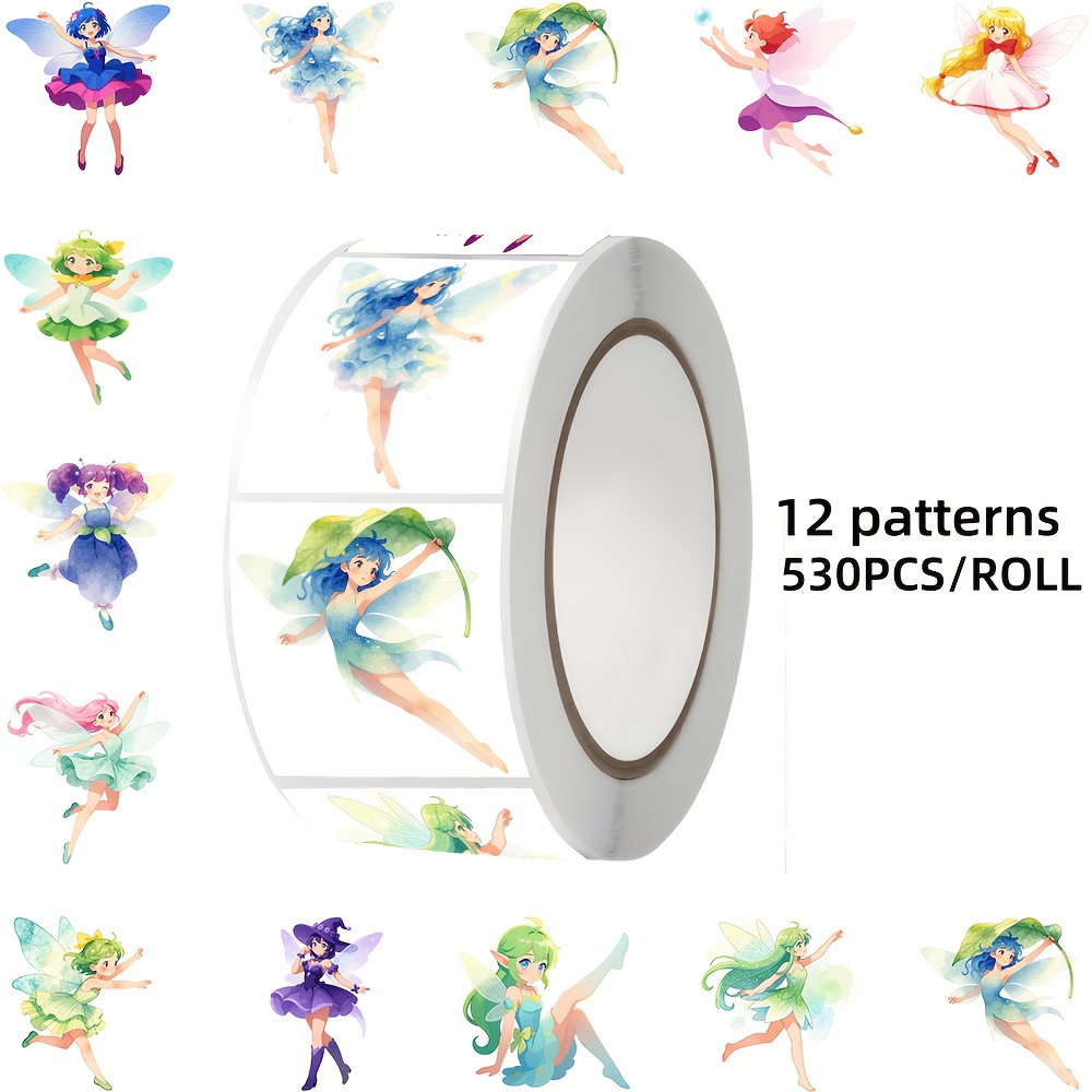 TEMU 530pcs Fairy-themed Stickers, 12 Designs, Suitable For Packaging Decoration, Laptop, Tablet, Notebook, Envelope, Gift Box, Suitcase Decoration,
