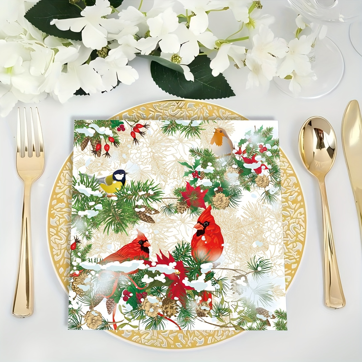 

25-pack Christmas 2-ply Paper Napkins, Holiday Decor For Christmas Celebrations, Restaurant Events, And Winter Parties