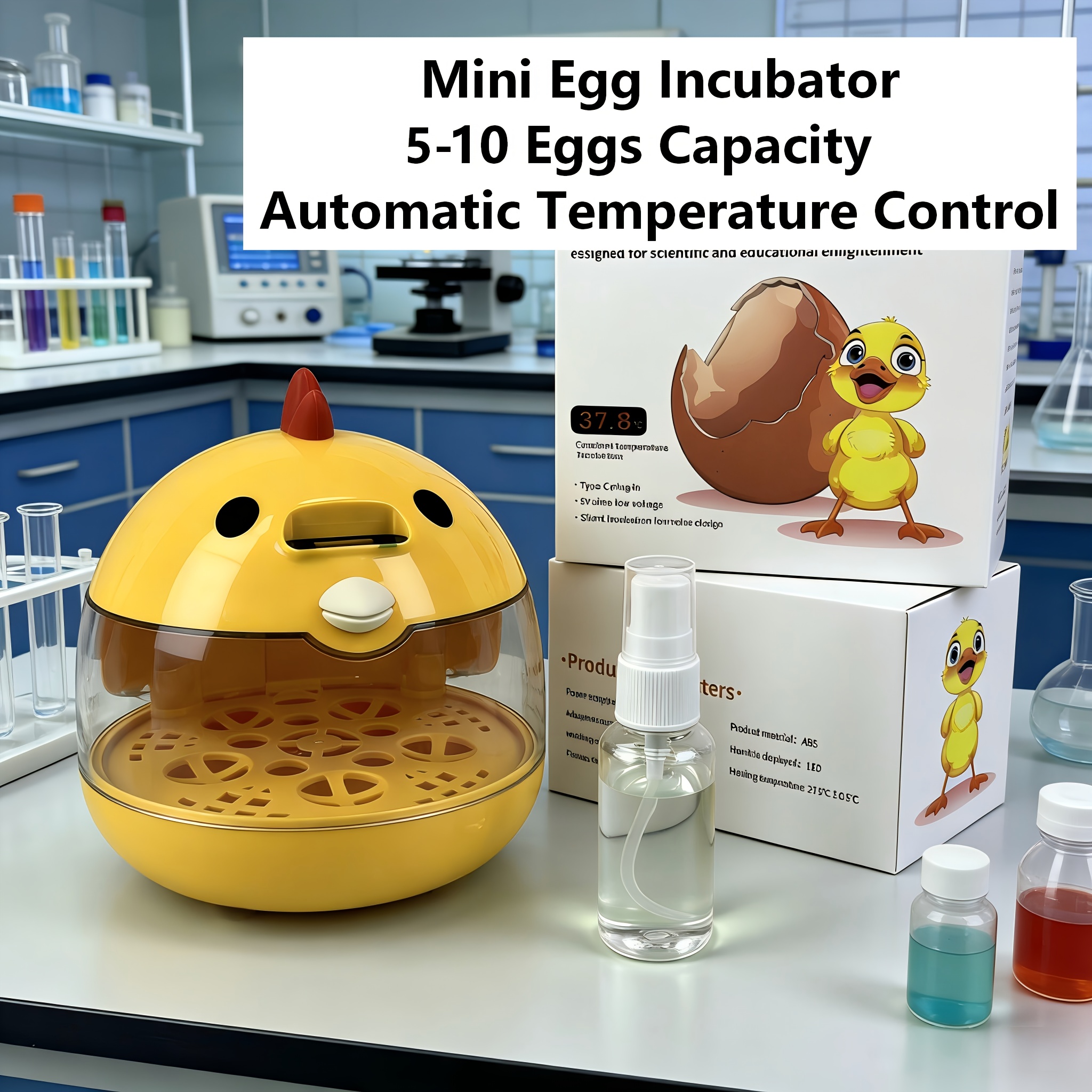 TEMU Mini incubatrice per uova da 5 pezzi, macchina per la schiusa con display a LED e controllo della per polli, , , uso ; , alimentazione USB 5V,