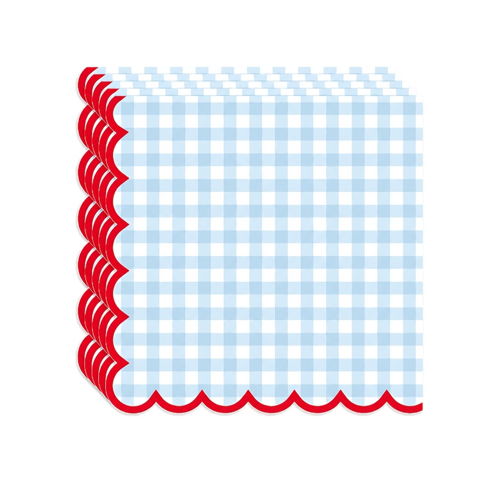 TEMU Servilletas Desechables de Gingham (Azul /Rosa, Festoneado) Cuadros Bufalos, Suaves, Servilletas de Papel, a Cuadros — Adecuadas para Revelación
