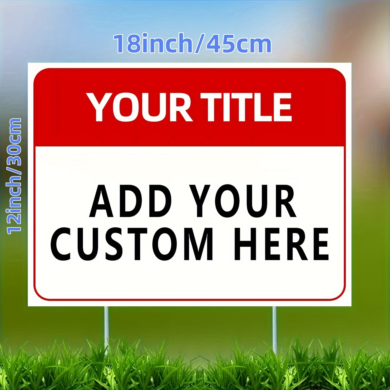 Customizable Outdoor Yard Sign - Personalized Text, Durable Corrugated Plastic, Red & White Design with Pole Frame, No Electricity Needed, 45.72x60.96cm/30.48x45.72cm - Perfect for Garden or Lawn Decor, Easy to Install Sign, Yard Decoration