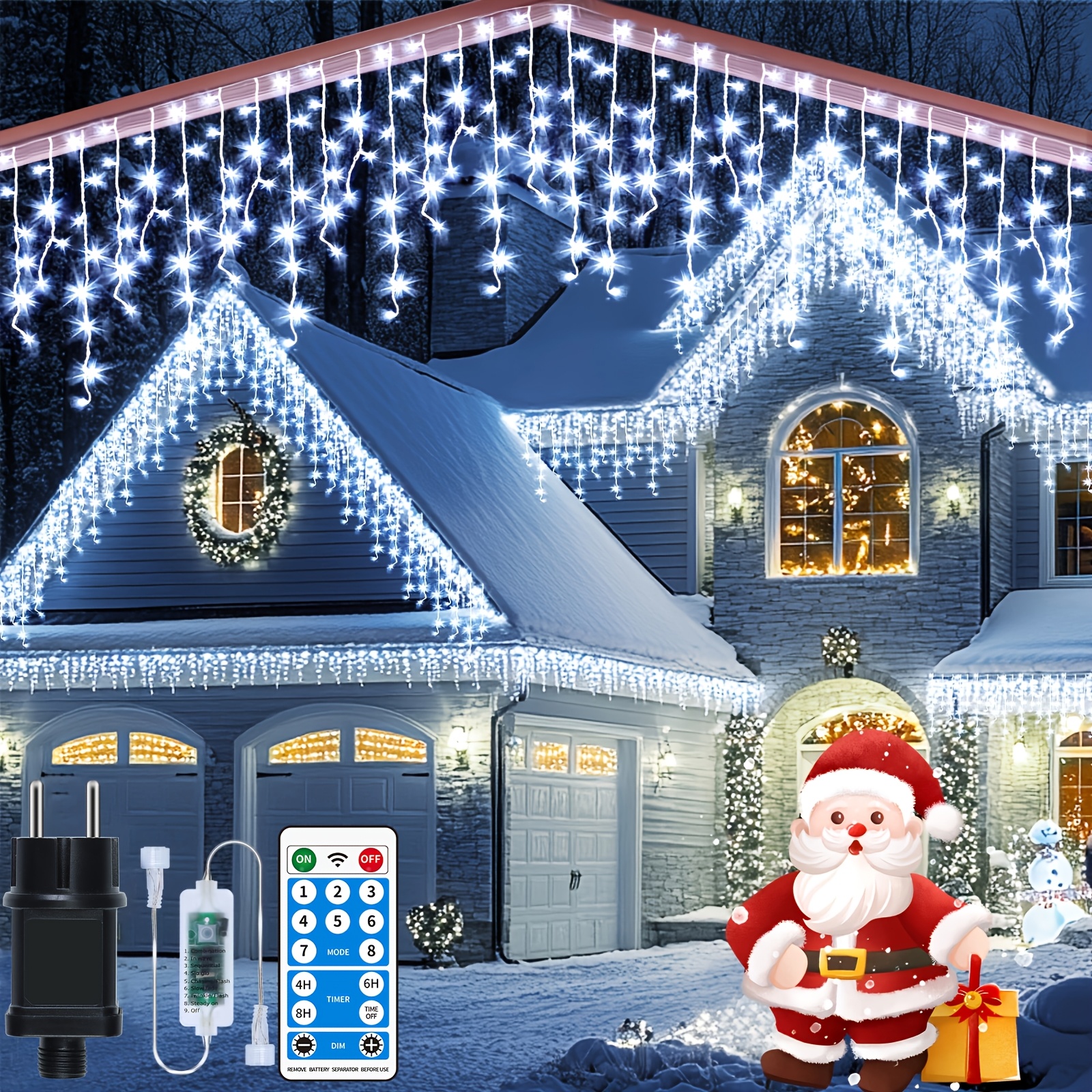 Image of Commercial-grade 800-led Icicle Lights (26m + 5m Lead Wire), Plug-in And Solar-powered; Up To 5 Strands; Includes Remote Control. Suitable For Christmas Decoration, Parties, And Wedding Setups
