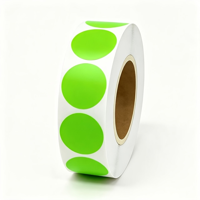 TEMU Green Round Self-adhesive Label Stickers, 2.5cm/1 Inch Diameter, Rolled Stickers For Gift Boxes, Warehouse, File Classification, And