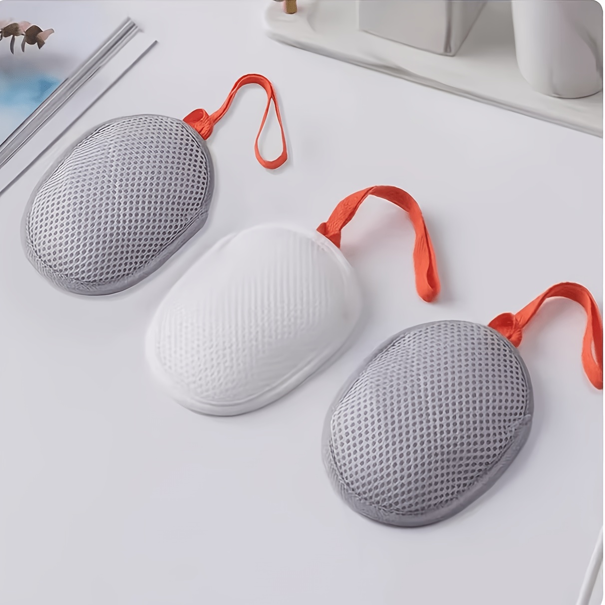 4pcs, Soap Bag Foaming Net, Bath Sponge Scrubbing Net Bag, Soft Household Double-sided Foaming