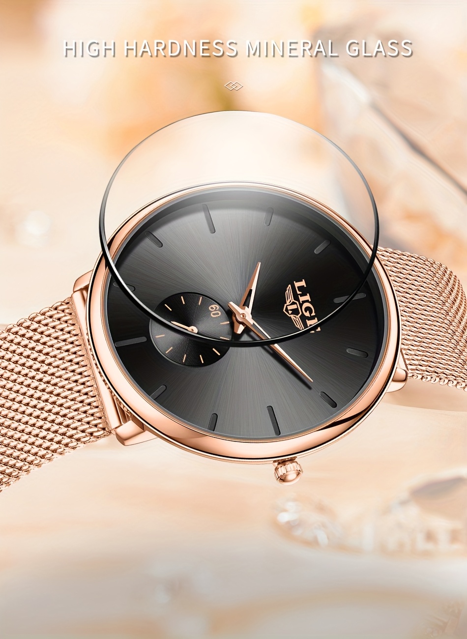 LIGE Timepieces Feature a Stylish Round Quartz Design, Embodying a Easy Yet Classic Three-Hand Style. This Watch Is Perfect for Women, Available in White, Blue, And Black. It Seamlessly Blends Business Casual with Sporty Elegance