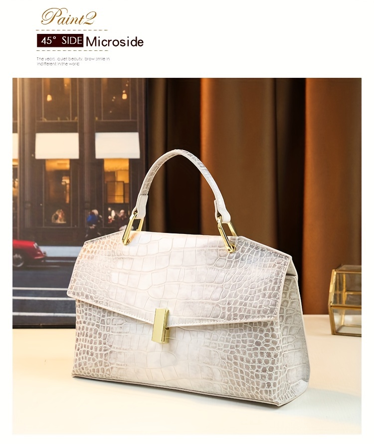 Handbag side profile view