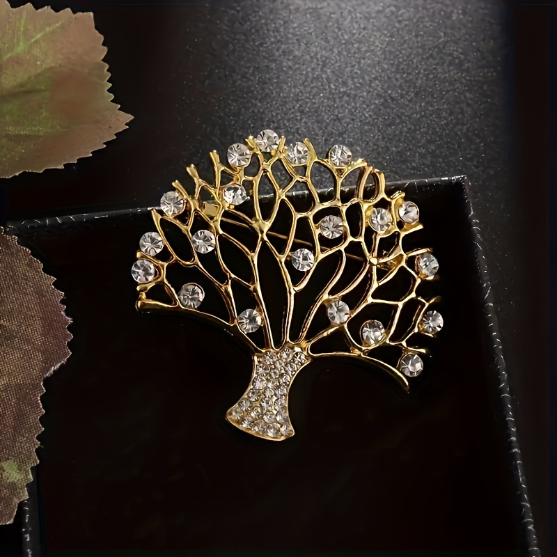 Image of Of Life Brooch Pin With Rhinestones, Elegant Alloy Wedding Party Graduation Ceremony Dress Accessory, Gift Idea Suitable For Men And Women.