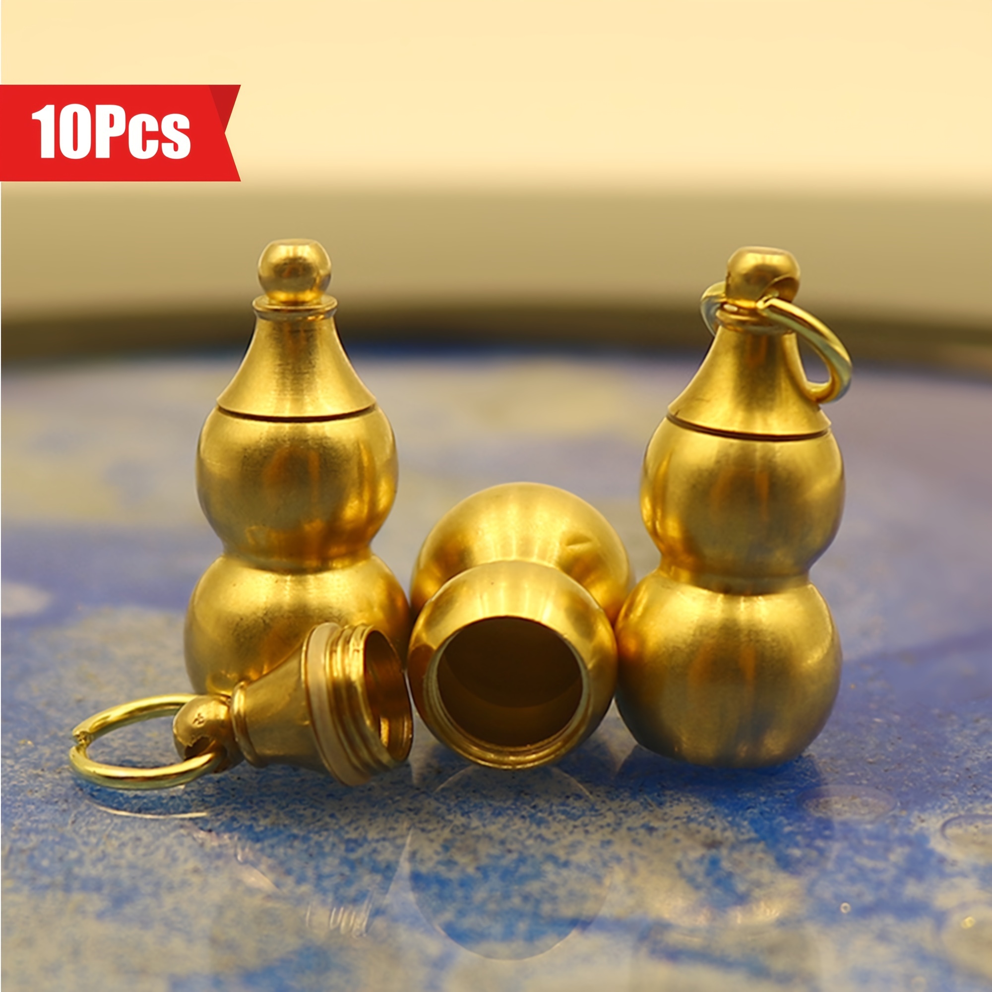 

10pcs Brass Gourd Keychains With - Fashion Accessory