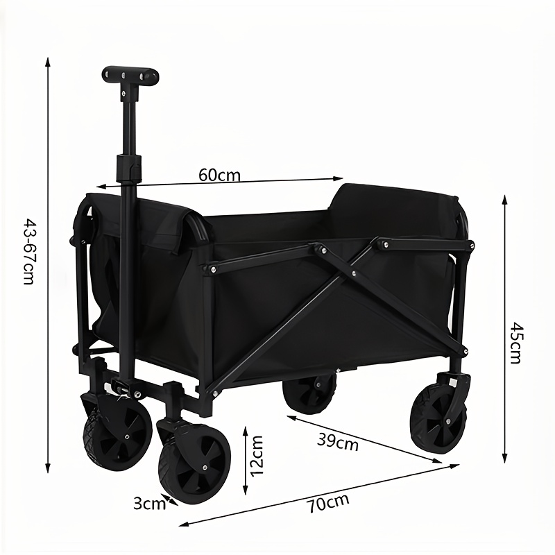 TEMU 1 chariot utilitaire pliable robuste avec roues de réservoir épaissies tout-terrain et freins, adapté au déplacement, aux -, au camping, au