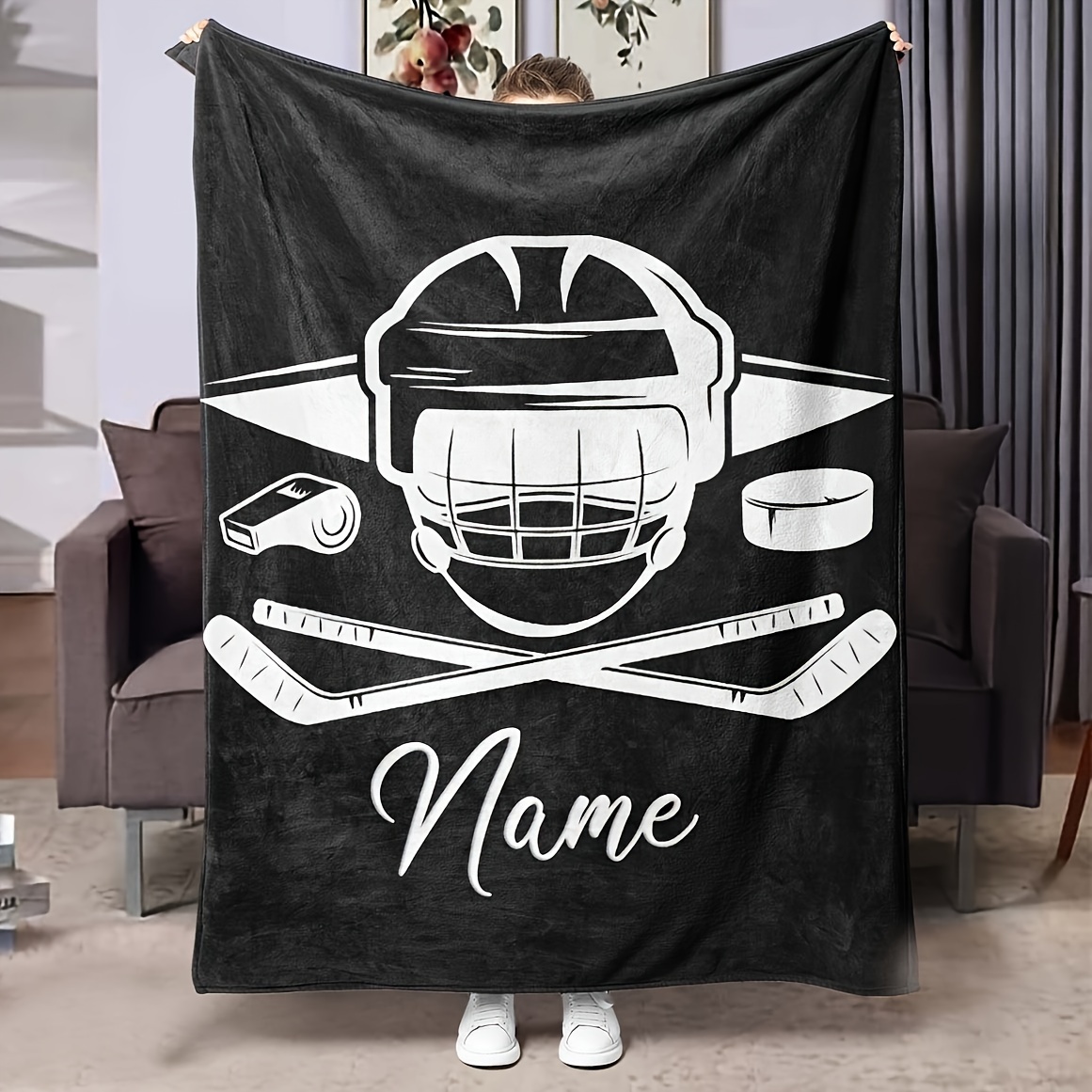 

Personalized Ice Hockey Blanket - , & For , Bed, , And -