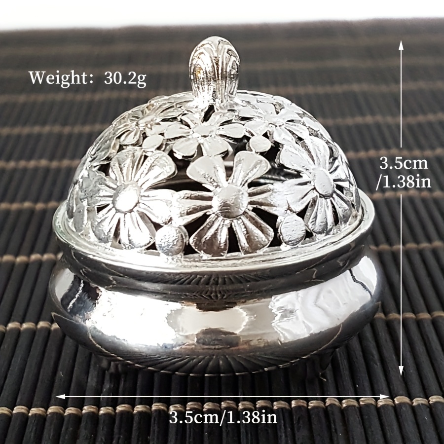 TEMU 1 soporte para incienso de margarita, plateada para soporte de incienso de flores, soporte de metal, para de habitación de meditación de yoga,