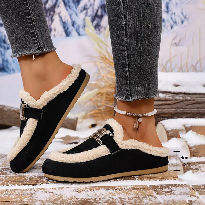 womens plush slip on slippers soft plush indoor house shoes with arch support cushioned insole faux fur lining pvc sole cozy winter slippers for or casual wear plus size in black white slip resistant comfortable lounge footwear adjustable slippers for women womens slippers with arch support cute home slippers house slippers close tow soft slippers for women eva Product details 0