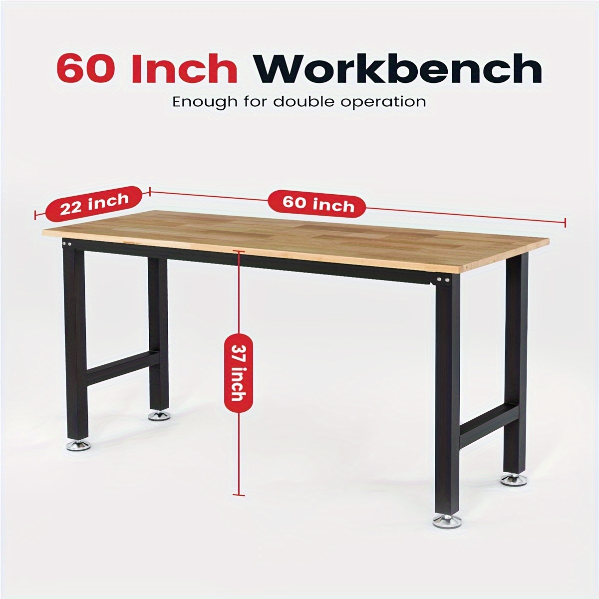 Work Bench Work Table Garage Heavy Duty Rubberwood Tabletop - Temu