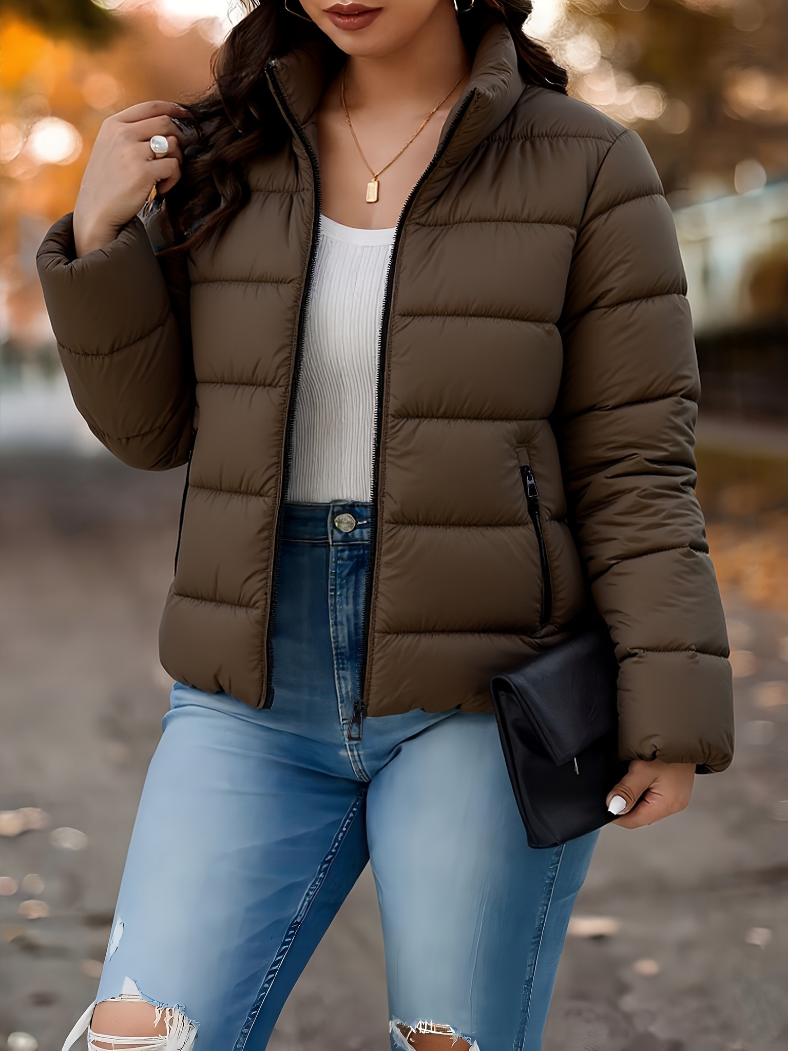 Dames Korte Gevoerde Winterjas