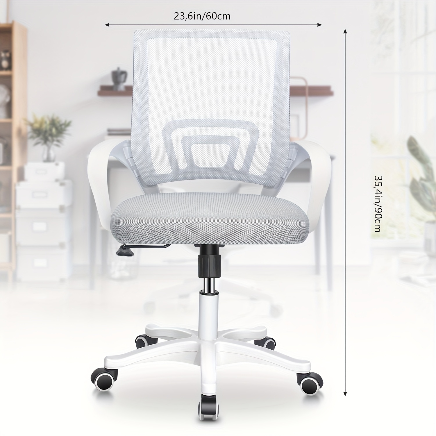 E-shop Modernes ergonomischer Bürostuhl, verstellbarer drehbarer Mesh-Computerstuhl mit Rückenstütze, Armen und Rädern für Homeoffice, Studenten,