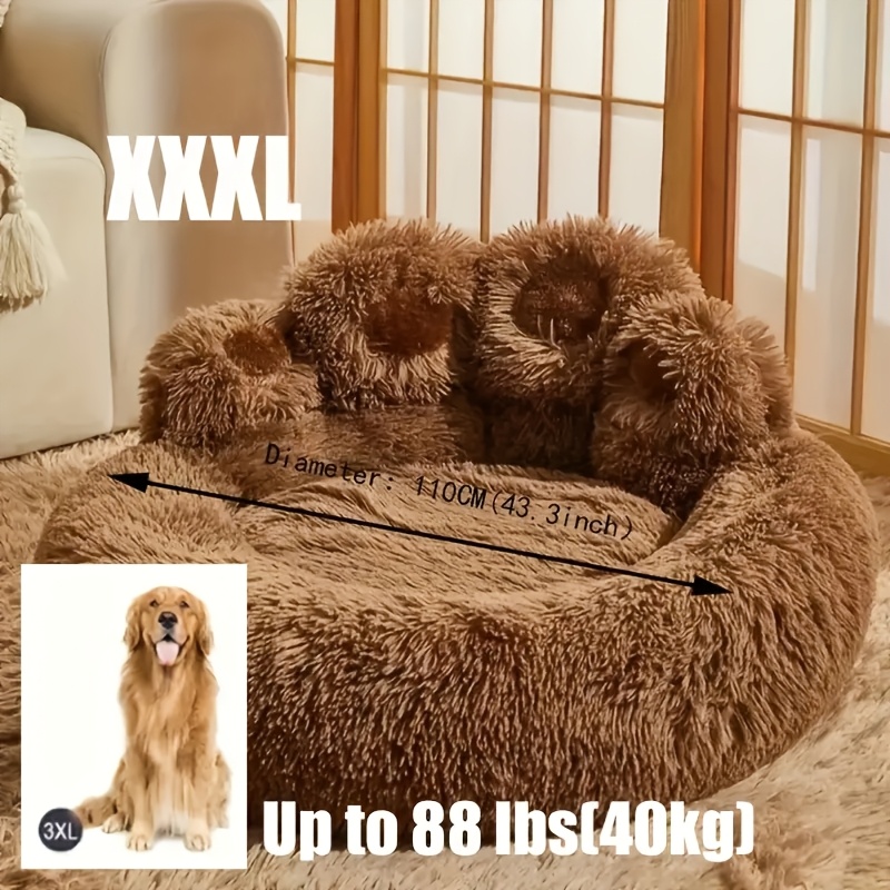 TEMU Winter Plush Pet Bed Cute Plush Pet Bed Sofa For Warm Sleep Soft Furry Pet Sofa Bed - For This Winter Fluffy Winter Pet Bed - Perfect Snuggle