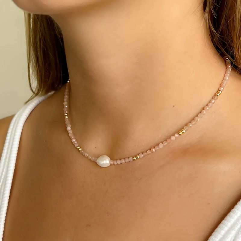 

1pc Crystal Necklace Fashion Minimalist Summer Beach Style Fashion Versatile Daily Wear Elegant Temperament Jewelry