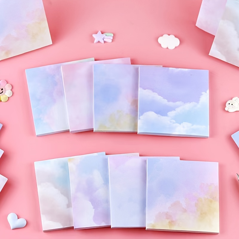 

Series Self-adhesive Notes - 50 Sheets, Square Shape, Romantic Sky Patterns, Strong , For Journaling And Reminders