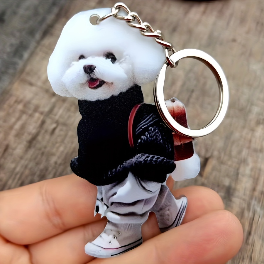 

Acrylic Dog Keychain, Double-sided 2d Design, Alloy Animal Key Ring, Decorative Car Key & Handbag Accessory, Ring , Ideal Birthday Gift For Pet Lovers