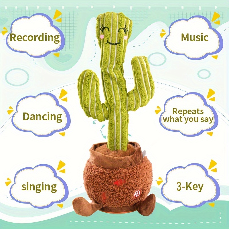 

Eyelash Cactus Singing Electric Stuffed Animal Doll Ornament Christmas Halloween Thanksgiving Easter Gift Without Batteries