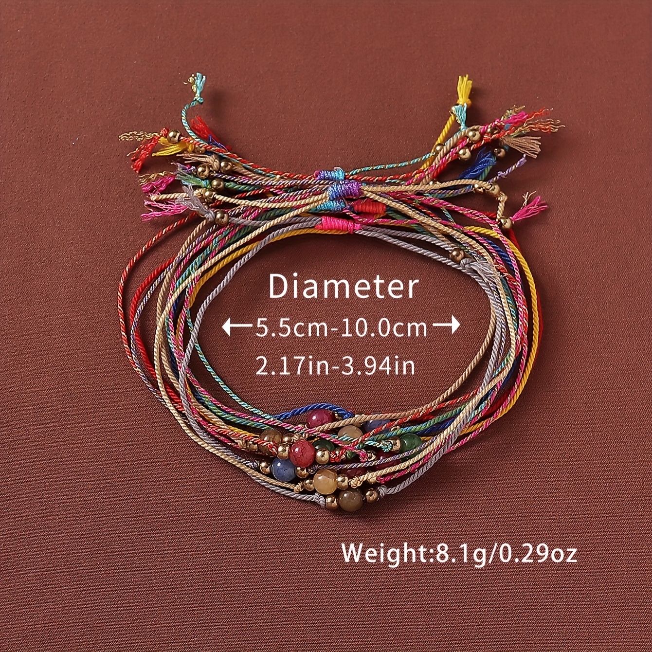12pcs Boho Colorful Beaded Natural Stone Drawstring Bracelet Set