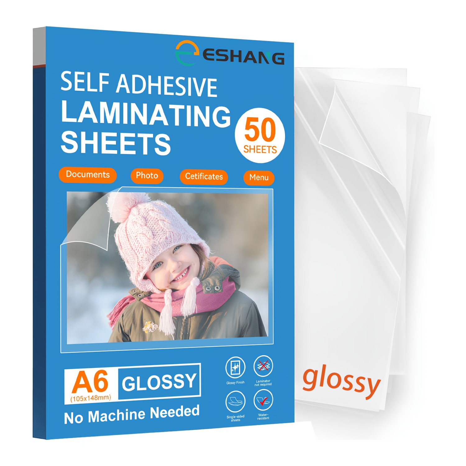 TEMU Pak van 50 stuks A6 zelfklevend lamineerpapier geschikt voor menu's, foto's, ID-kaarten, etiketten | vinylvellen, geen warmtepers nodig, direct
