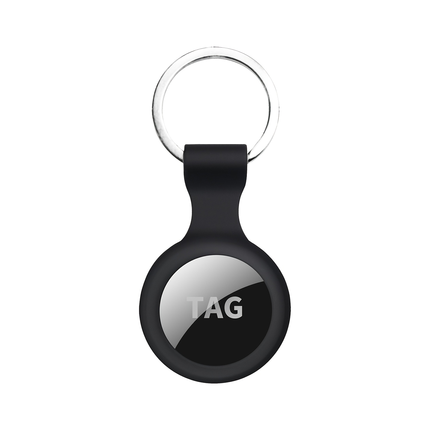 TEMU Silicone Protective Case With Keychain For Airtag, Anti-loss Holder, Item Tracking, Minimalist Style, Geometric Pattern, Flexible Material,