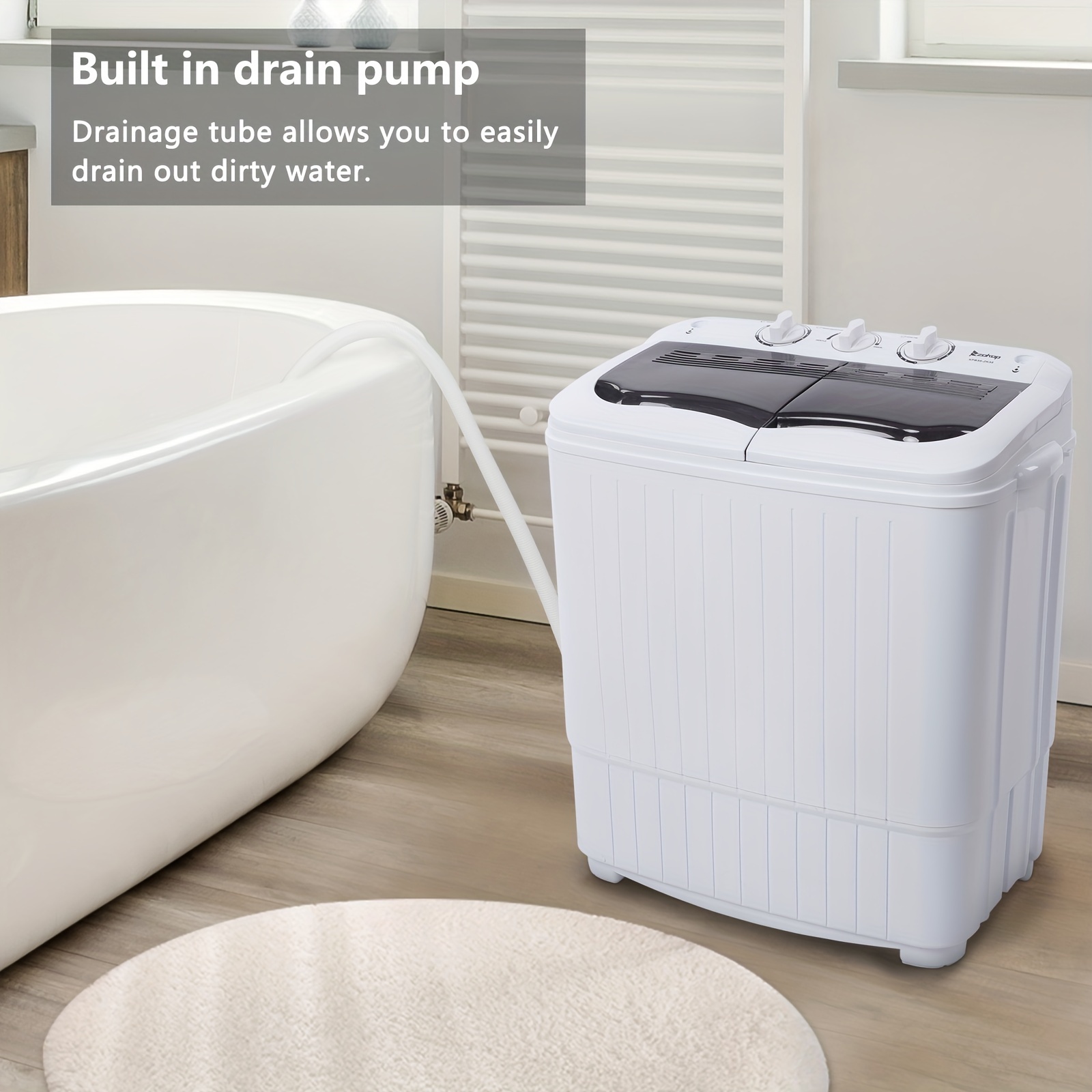 

Compact With Built-in Drain Pump Xpb35-zk35 14.3 (7.7 6.6)lbs Semi-automatic Gray Cover Washing Machine