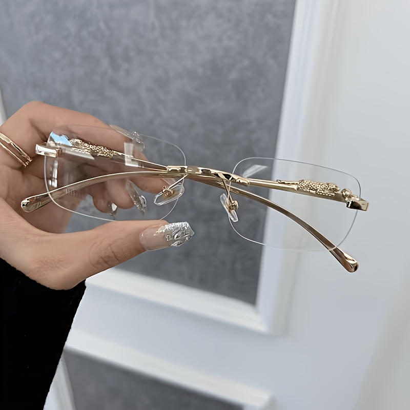 1 Pair Fashion Rimless Rectangular Glasses, , Ac Lenses, Not Too , Ideal For Walking, Perfect Valentine's Day Gift, Exquisite Present