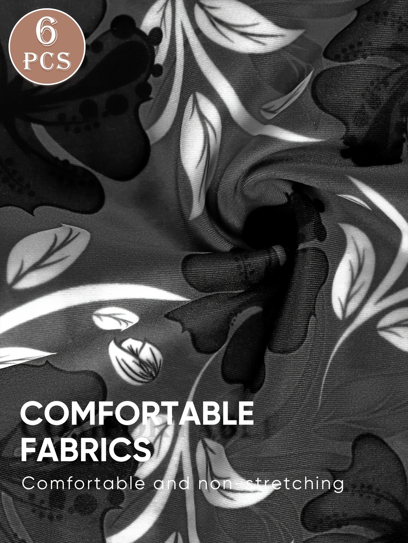 6pcs Plus Size Elegant Panties, Women's Floral Print High Waisted Soft & Comfort Briefs