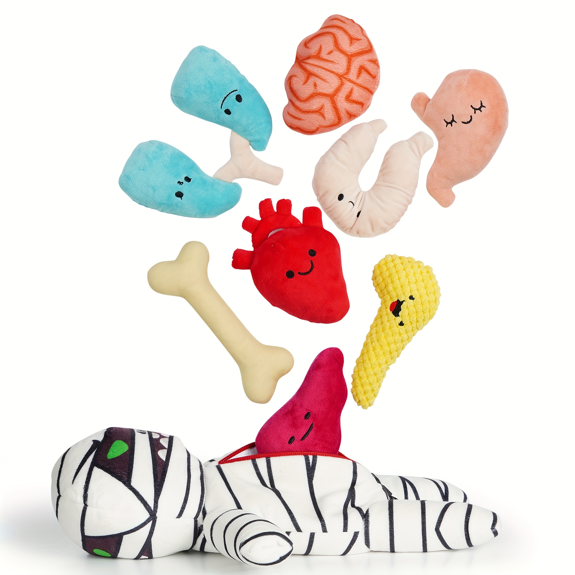 TEMU Nocciola 9 In 1 Zombie Toys Plush With Organs Design Stuffed Chew Toys, Funny Squeaky Dog Chew Toys For Puppies, Small And Medium Size Dogs,