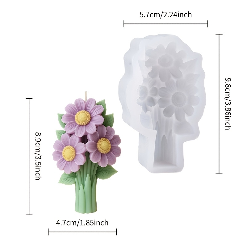 E-shop Harzgussformen, Frische Gänseblümchen Sonnenblumenstrauß Silikonformen, Weich und nicht dehnbar, Geeignet für Kerzen Harz Gips Bastelarbeiten,