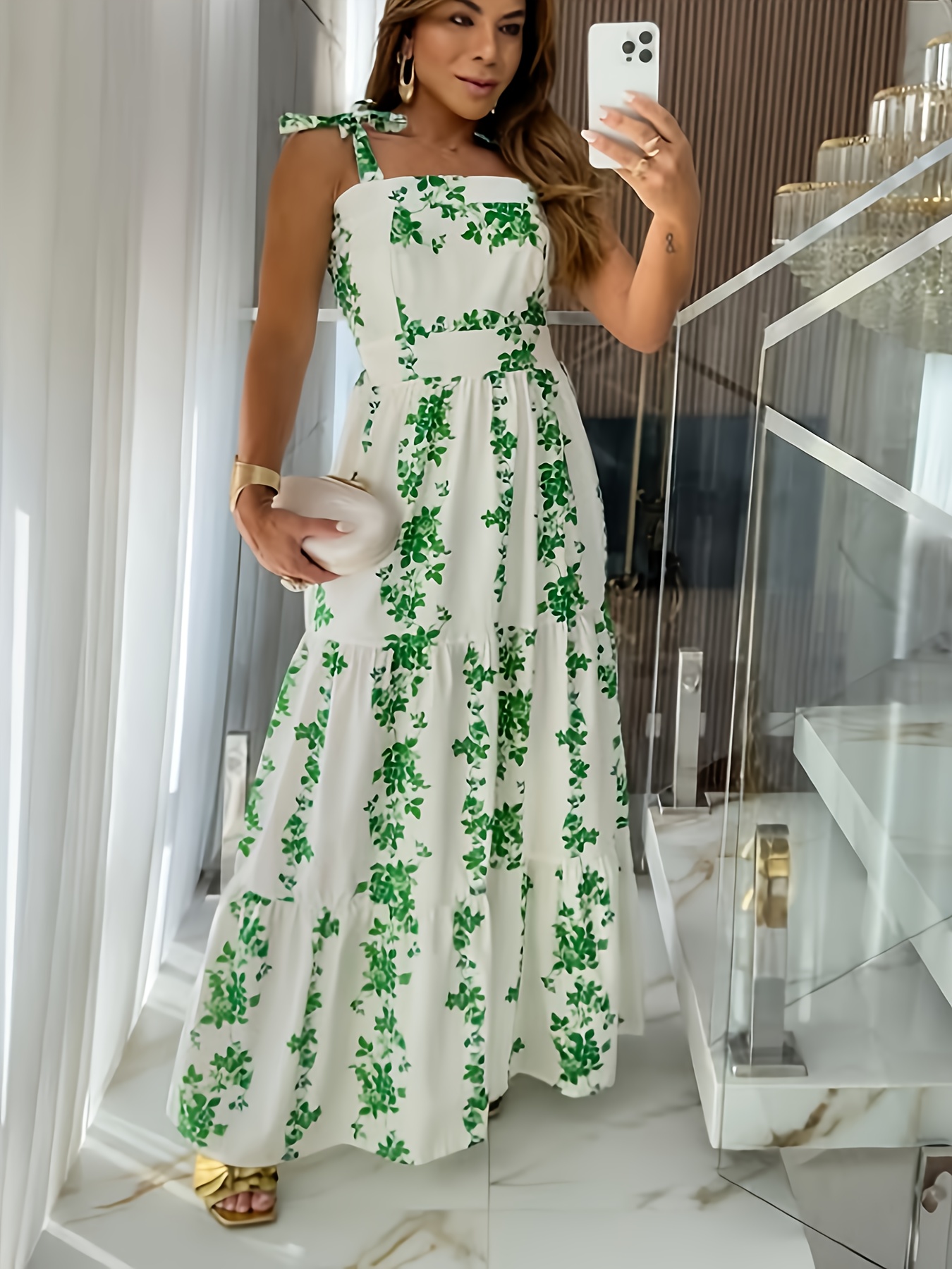 vestido largo elegante sin estampado floral mujer Temu Colombia