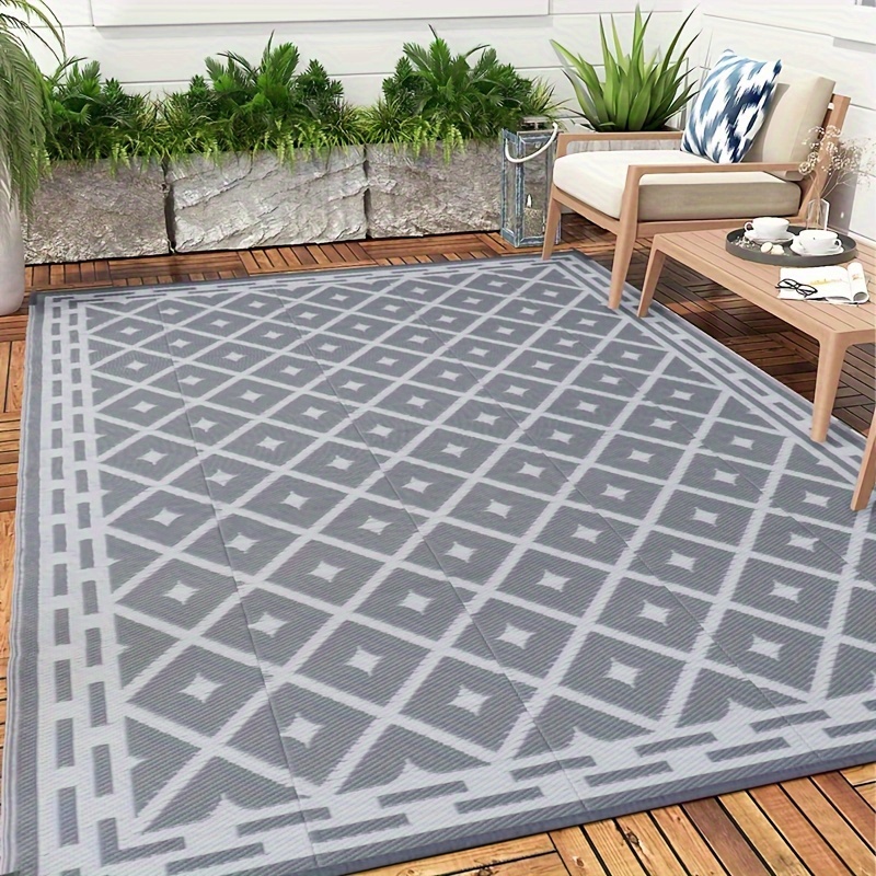 

Tapis d'Extérieur Polyvalent - Réversible, aux UV, Facile à Nettoyer, pour le Camping, les VR, les Patios & les - - Léger & Portable